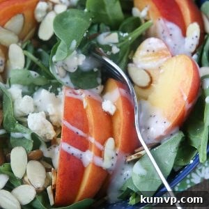 Spinach Salad with Peaches, Gorgonzola, and Almonds - A Quick and Delicious Summer Recipe