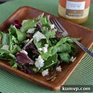 Pumpkin Butter Vinaigrette over Mixed Greens, Pepitas and Blue Cheese