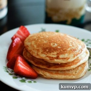 Zesty Orange-Vanilla Whole Grain Greek Yogurt Pancakes 2 Finished stack of Orange-Vanilla Greek Yogurt Pancakes