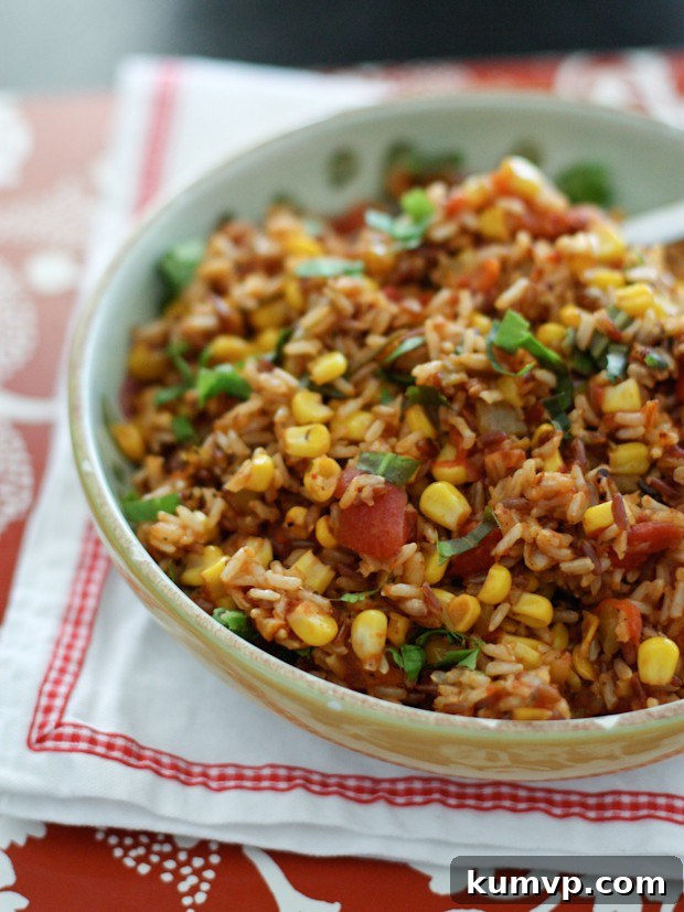 Easy Mexican Wild Rice Recipe for Rice Cooker or Stovetop Delicious Mexican Wild Rice served in a bowl, perfect for taco night