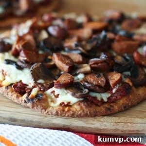 Spicy Andouille Sausage Mushroom and Sundried Tomato Naan Pizza 2 img 6859 4