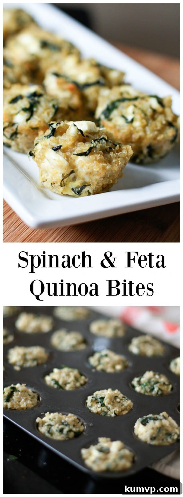 These little bite-sized snacks are incredibly versatile and delicious! Packed with spinach, feta, and quinoa, they're the perfect healthy snack for any time.