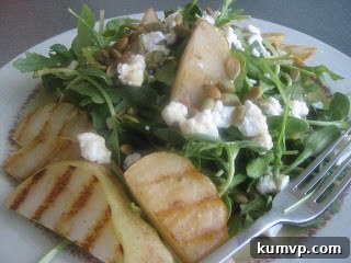 Grilled Pear and Goat Cheese Salad 2 Fresh Mixed Greens with Grilled Pears and Goat Cheese Crumbles