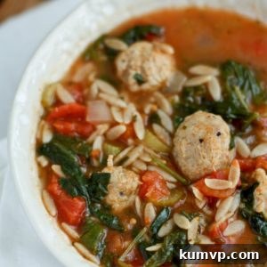 Comforting Italian Orzo Soup with Savory Sausage Meatballs, Spinach, and Juicy Tomatoes 2 img 7725 6