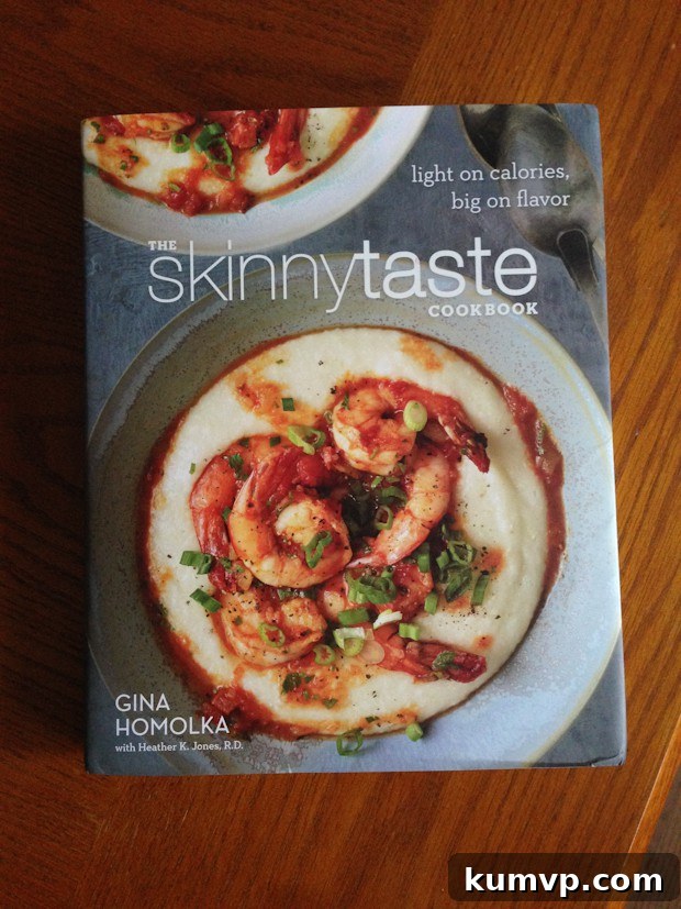 The Skinnytaste Cookbook with a vibrant cover, showcasing healthy, delicious recipes.
