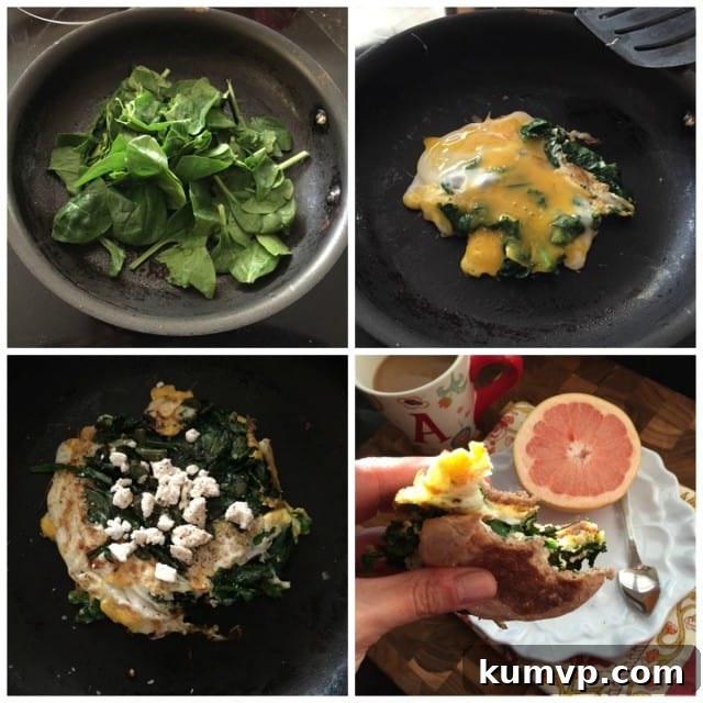 Sunrise Spinach & Egg Stack 4 Simple and Quick Spinach and Egg Breakfast Sandwich