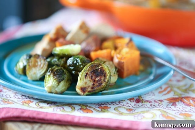 Honey Balsamic Roasted Brussels Sprouts - such a great side dish and a delicious way to get a healthy serving of veggies in any time of year.