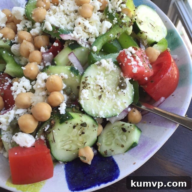 Horiatiki Classic Greek Village Salad Recipe 4 Vibrant Greek Village Salad in a bowl
