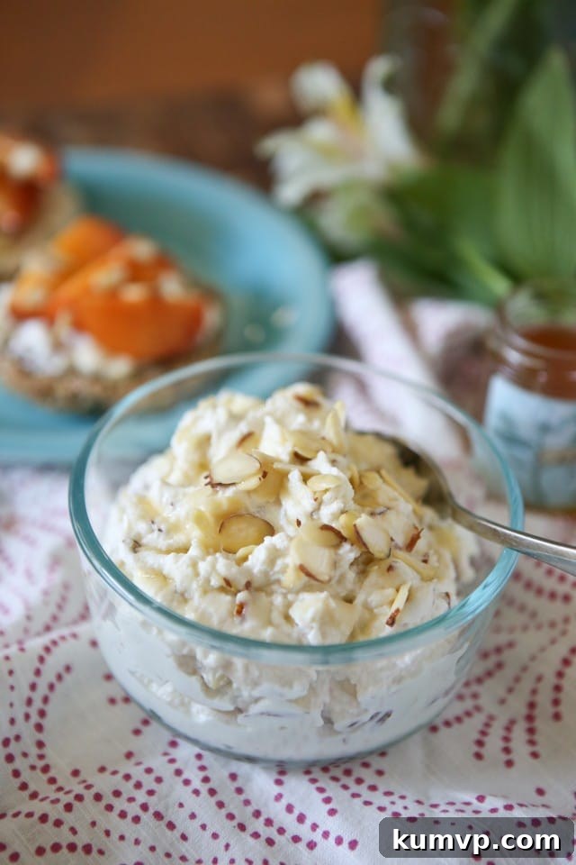 Honeyed Peach Almond Ricotta Spread 2 Honey Almond Ricotta Spread with Peaches