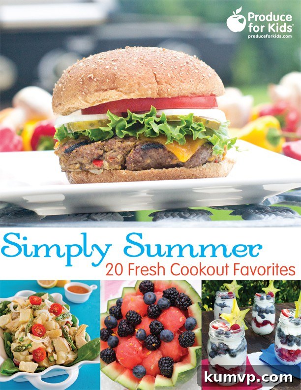 Peach Pie Smoothie with a Free Simply Summer eCookbook 3 Cover of the Simply Summer: 20 Fresh Cookout Favorites FREE e-Cookbook by Produce For Kids